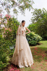 Ivory Net 3D Floral Embellished Lehenga Set