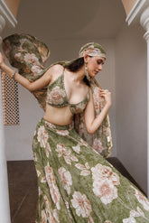 Modern lehengas with luminous prints and ethereal elegance.