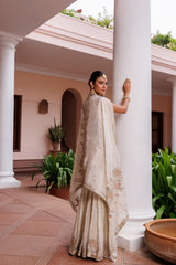 Golden Royal Chinon Floral Embroidered Sharara Set