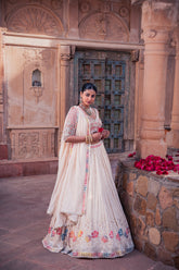 Ivory Net & Organza Hand Embellished Lehenga Set