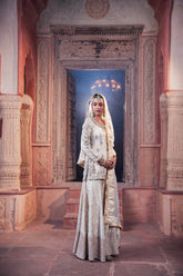 Ivory Jacquard Tissue Handcrafted Sharara Set