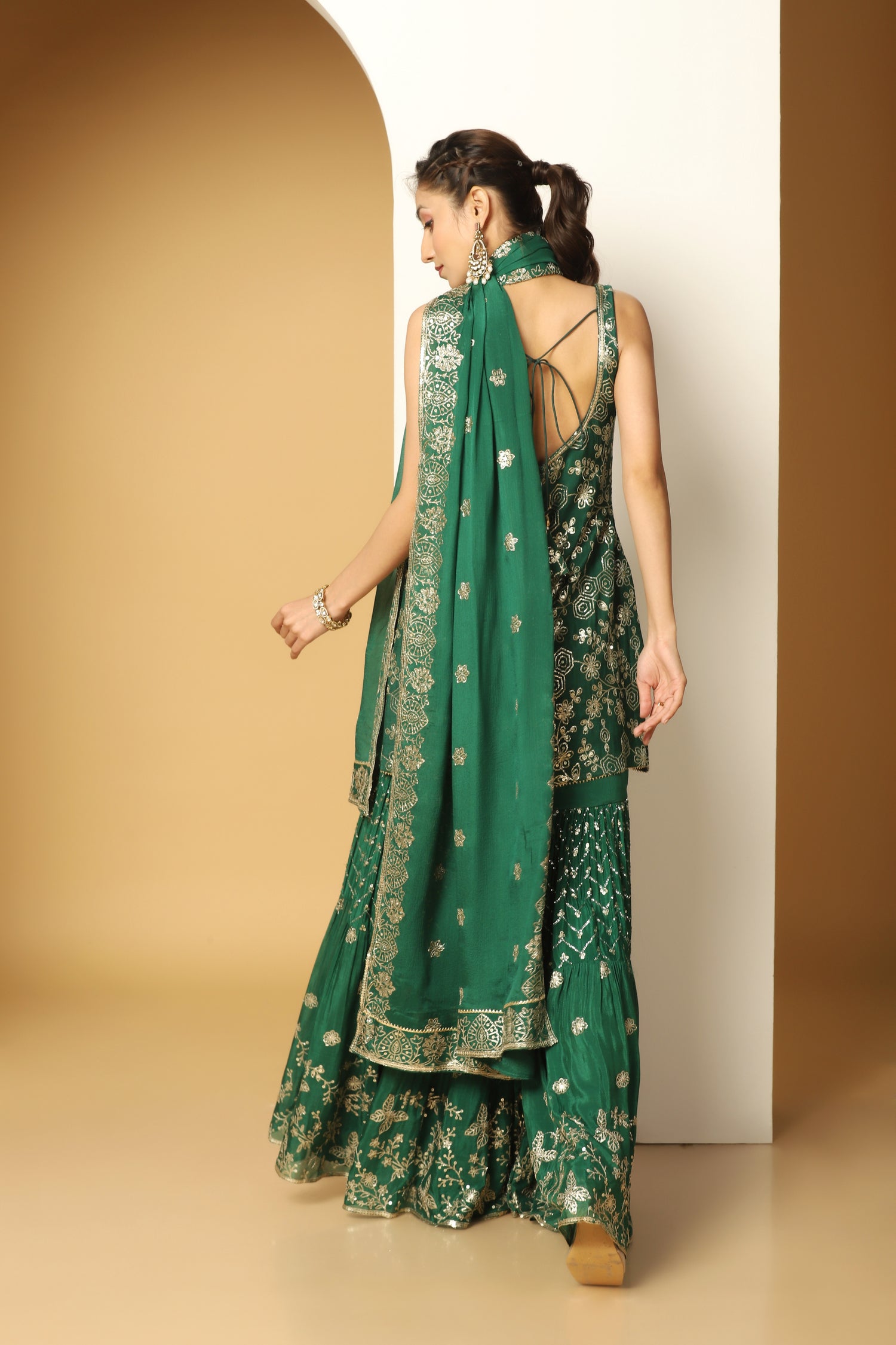 Embroidered Short Kurti and Sharara Set for Wedding & Festive Wear