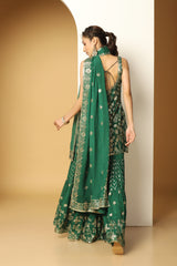 Embroidered Short Kurti and Sharara Set for Wedding & Festive Wear