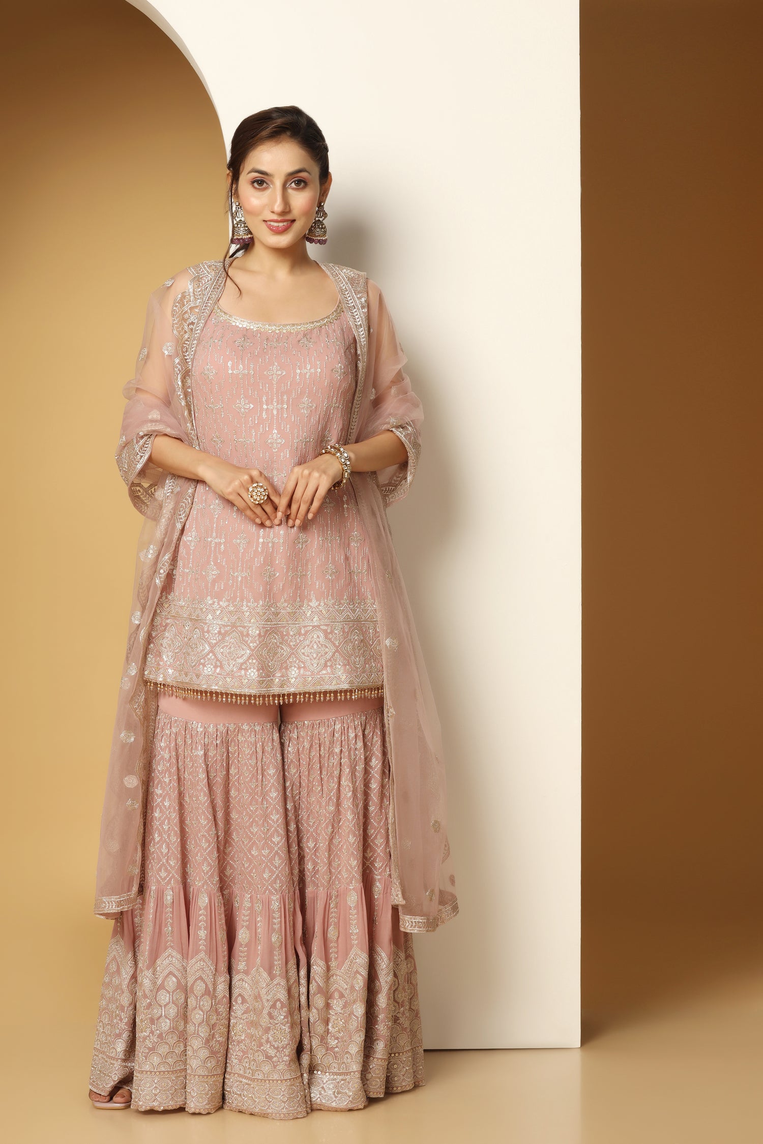 Zari & Sequin Sharara Suit – Designer Ethnic Wear for Women