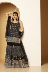 Zari Sequin Sharara Suit – Traditional Festive Outfit for Women