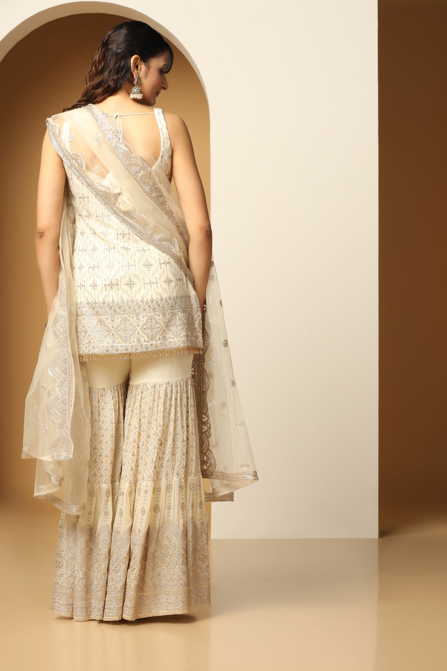 Elegant Zari & Sequin Sharara Suit for Party & Wedding Wear