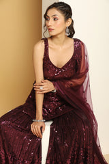 Designer Shiny Sherly Night Sharara for Wedding & Events