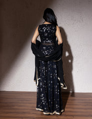 Color Patch & Dori Sequin Suit Set with Net Dupatta – Ethnic Wear