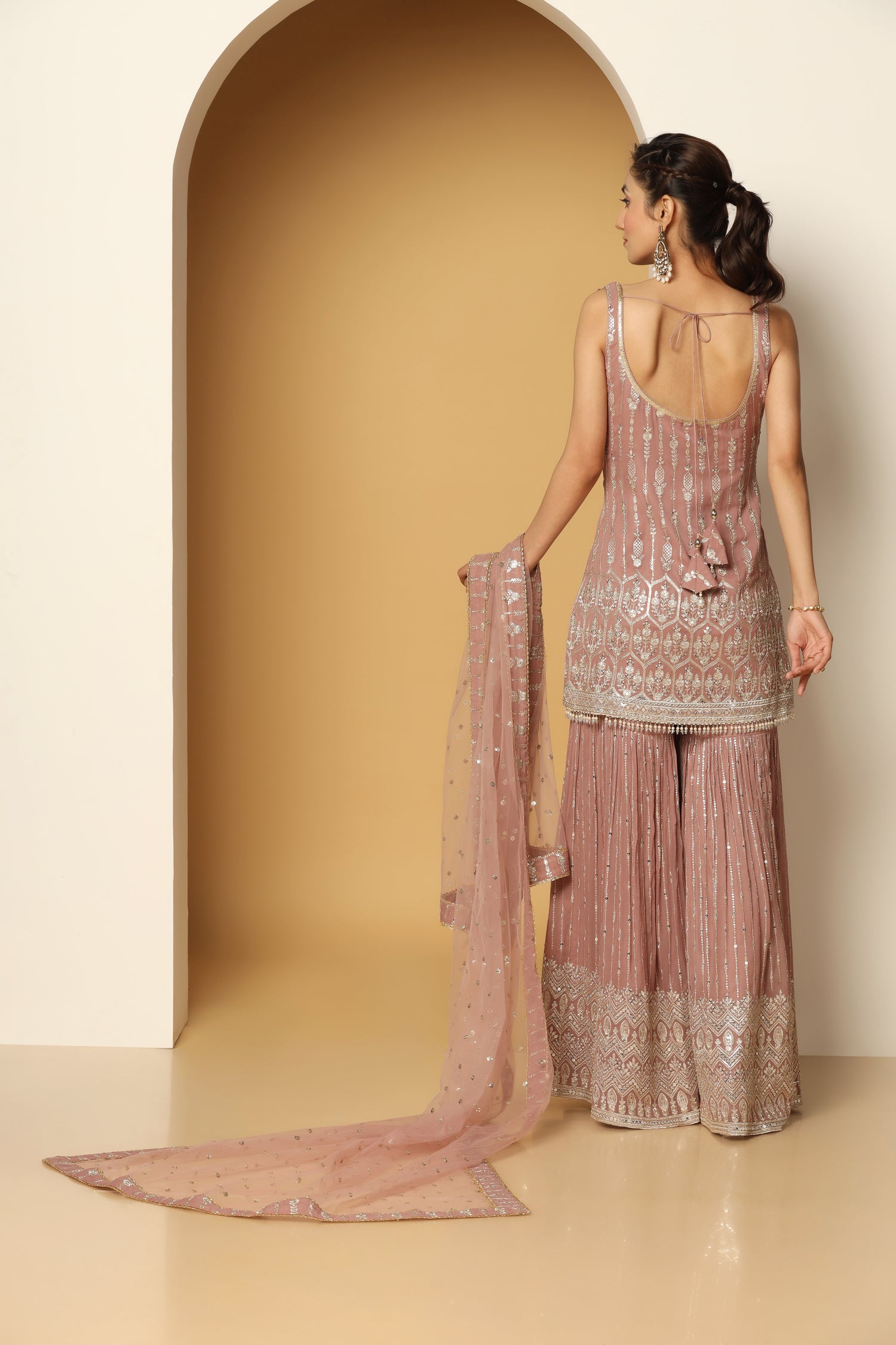 Zari Sequin Tasseled Shirt & Sharara Set – Ethnic Party Wear