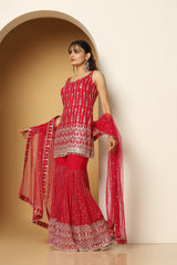 Tasseled Zari & Sequin Shirt Sharara Set – Festive Wear