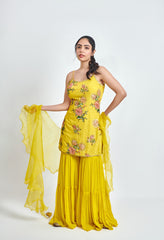 Yellow Georgette Sharara – Printed Ethnic Style