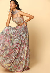 Blush Pink Printed Sequence Lehenga Choli