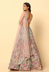 Blush Pink Printed Sequence Lehenga Choli