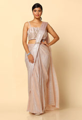 Shimmer Draped Saree with Gold Sequence and Pearl Blouse