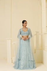 Net Kalidar cutdana and beads work Lehenga