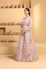 Beads and cutdana Abstract flower Jaal Lehenga themed full slevves choli