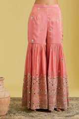 Pink Traditional Motif Embroidered Garara Set