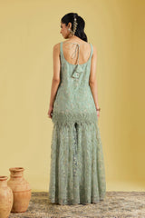 Pista Tissue Embroidered Gharara Set