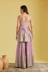 Lilac Tissue Embellished Gharara Set