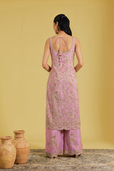 Pink Tissue Embroidered Gharara Set