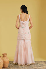 Pink Resham & Cutdana Embellished Shirt Garara Set