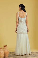 Ivory Net Embroidered Gharara Set