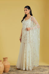 Ivory Net Embroidered Gharara Set