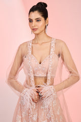 Cutdana sequin hand embellishment lehenga with transparent jacket