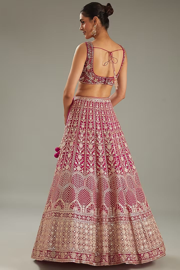 Magenta Sequins Embroidered Lehenga