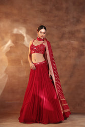 Red Mirror Work Lehenga