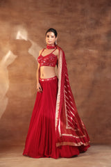 Red Mirror Work Lehenga for Weddings & Festive Wear