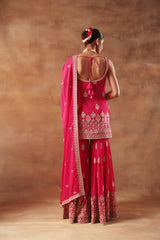 Magenta Embroidered Sharara Set for Wedding & Festive Wear