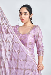 Purple and Gold Embroidered Sharara Set for Wedding & Festive Wear