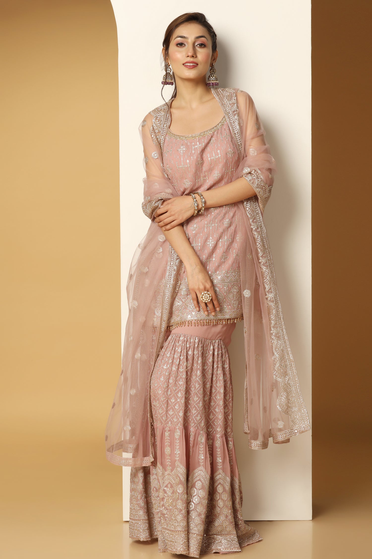 Zari & Sequin Sharara Suit – Designer Ethnic Wear for Women