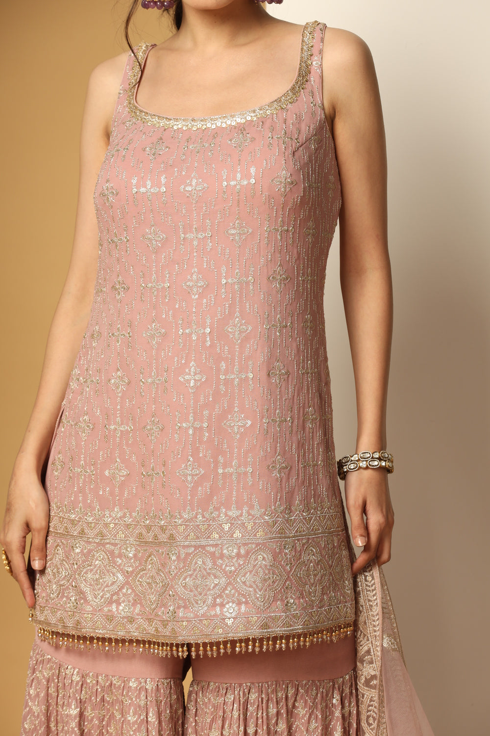 Zari & Sequin Sharara Suit – Designer Ethnic Wear for Women