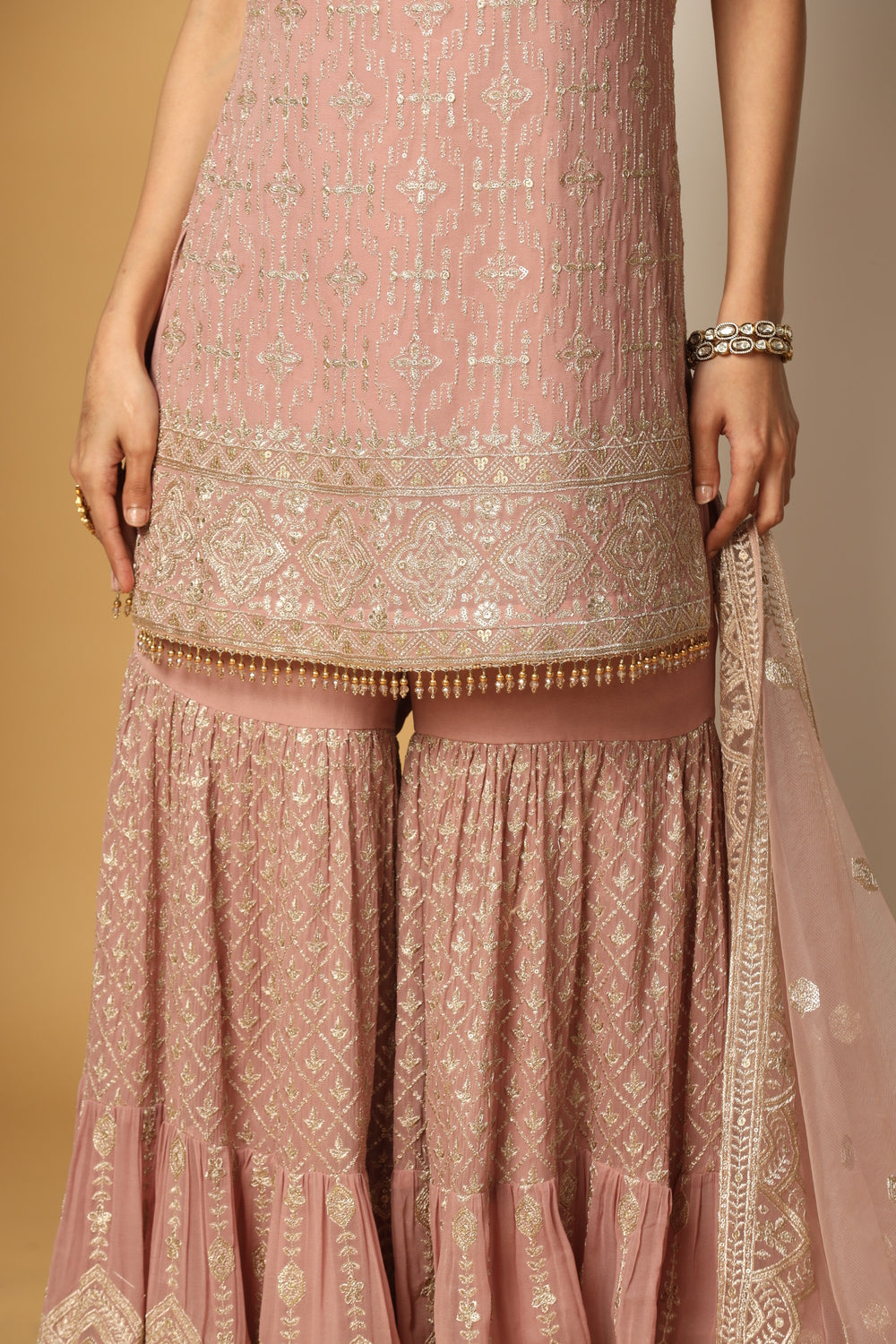 Zari & Sequin Sharara Suit – Designer Ethnic Wear for Women