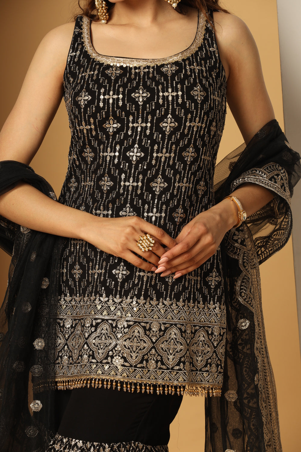Zari Sequin Sharara Suit – Traditional Festive Outfit for Women