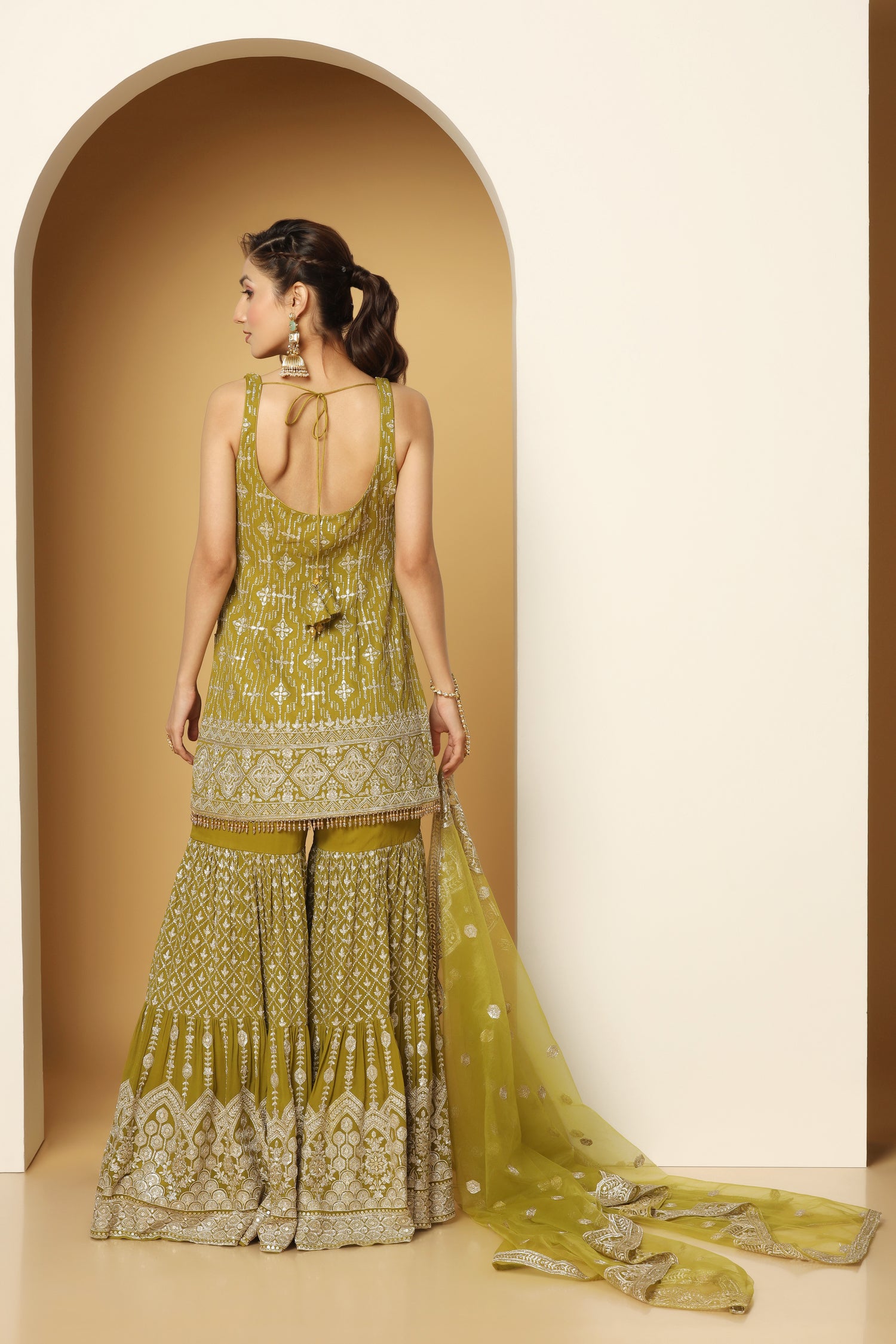 Zari Embroidered Sequin Sharara Set – Party Wear for Women