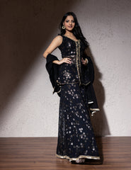 Color Patch & Dori Sequin Suit Set with Net Dupatta – Ethnic Wear