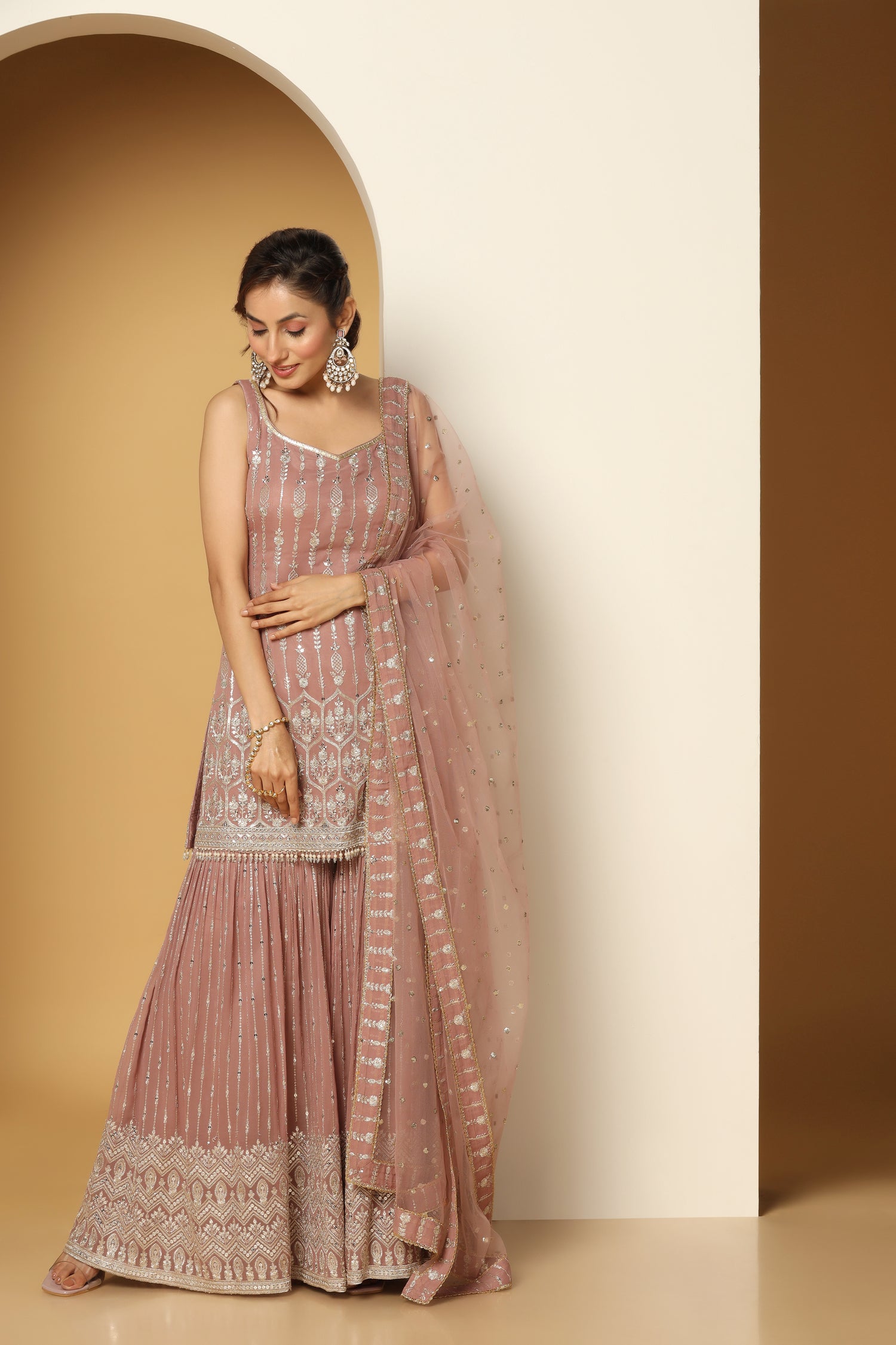 Zari Sequin Tasseled Shirt & Sharara Set – Ethnic Party Wear