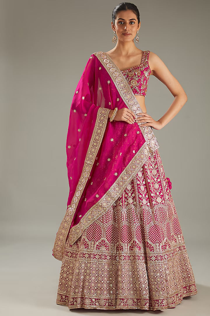 Magenta Sequins Embroidered Lehenga