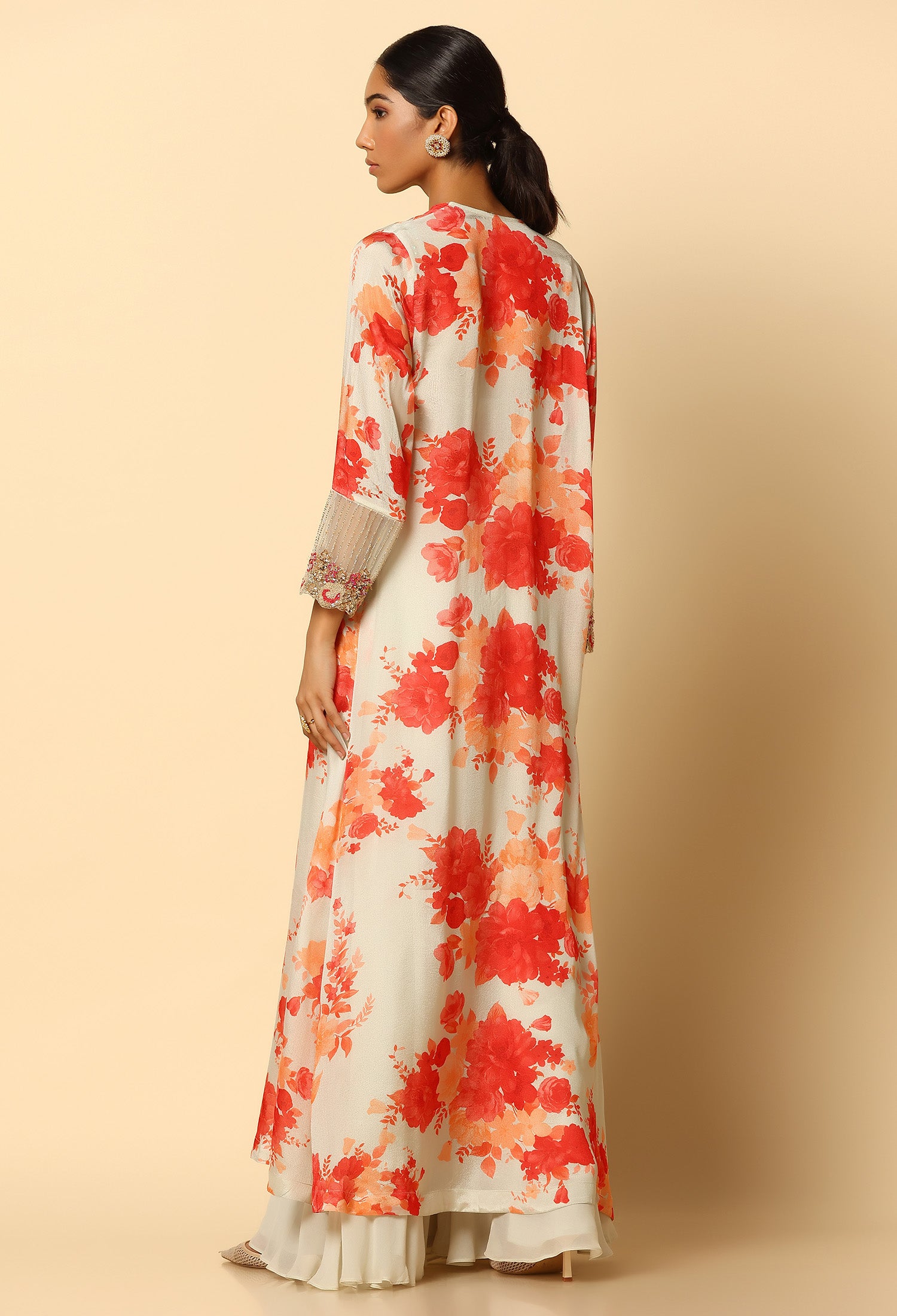 Printed Sharara & Cape Set with Contrasting Blouse – Ethnic Wear Online