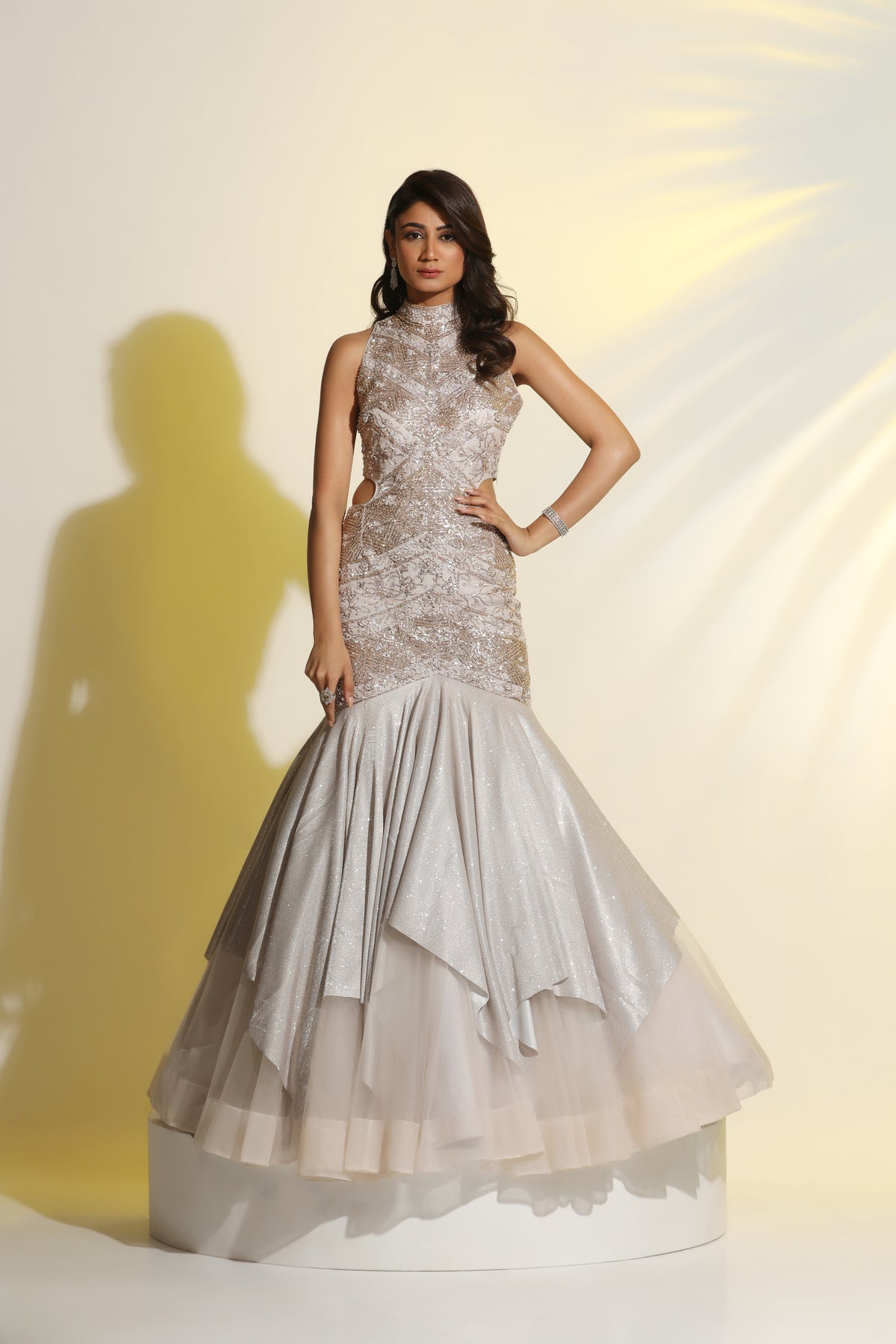 Glam Gown with Cutdana, Dabka & Bead Work | Designer Gown