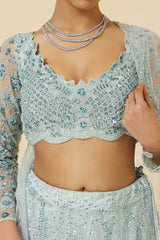 Net Kalidar cutdana and beads work Lehenga