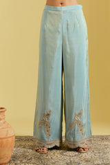 Ice Blue Tissue Embroidered Gharara Set