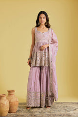 Lilac Tissue Embellished Gharara Set