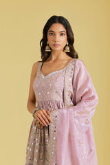 Lilac Tissue Embellished Gharara Set