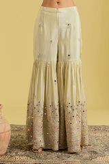 Beige Traditional Motif Embroidered Garara Set