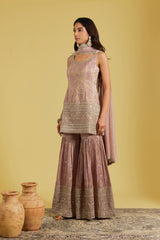 Rose Gold Tissue Embroidered Gharara Set