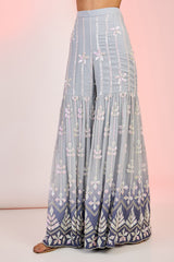 Flower and Line Motif Kurta with Sharara Set for Festive Wear
